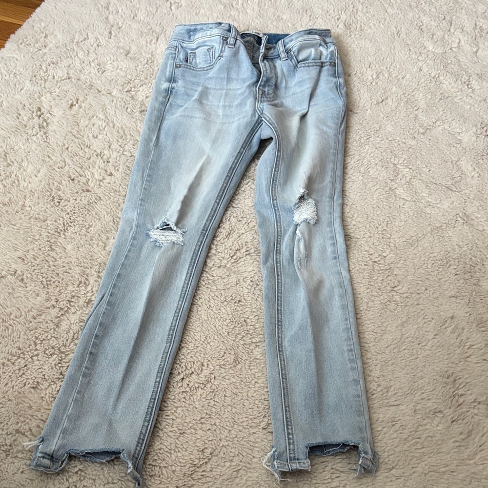 Vigoss Light Blue Distressed Straight Leg Jeans